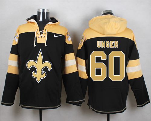 Nike Saints #60 Max Unger Black Player Pullover NFL Hoodie - Click Image to Close